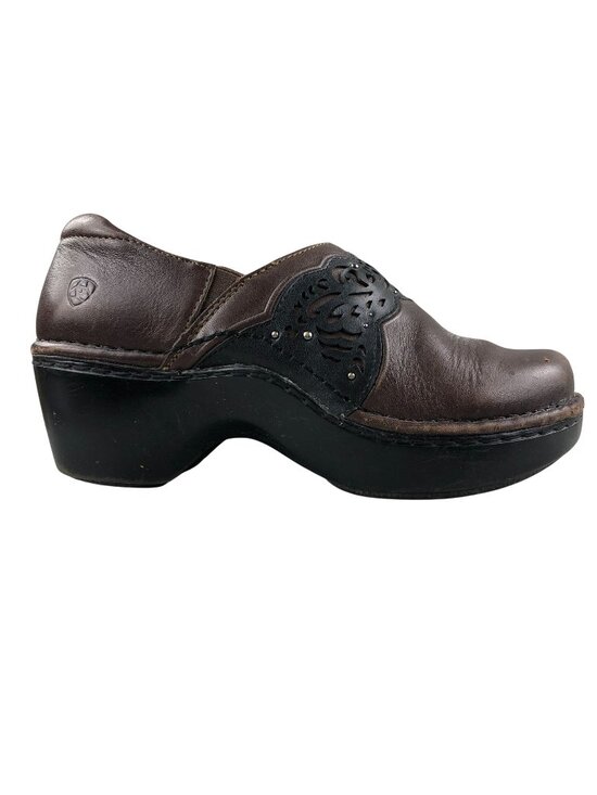 Ariat Shoes - Ariat Women's Size 8B Tambour Hazelnut Brown Black Leather Slip On Urban Clogs